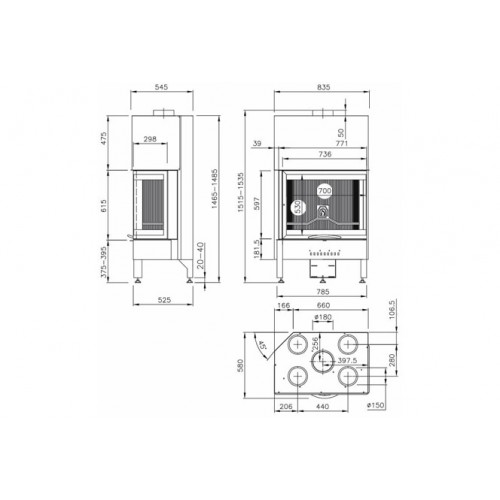 Каминная топка MCZ Airsystem 70 DX/SX составное стекло_2 Каминная топка MCZ Airsystem 70 DX/SX составное стекло_2