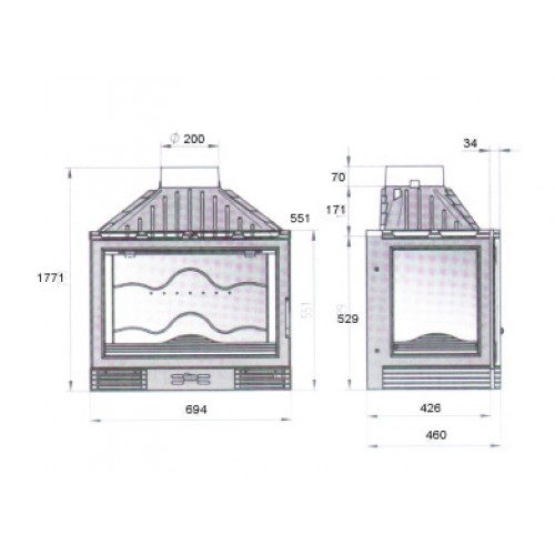 Каминная топка Ferlux 715 (3 Стекла)_2 Каминная топка Ferlux 715 (3 Стекла)_2