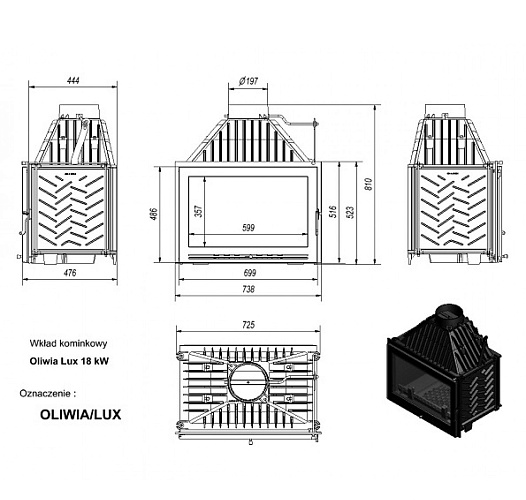 Каминная топка Oliwia/LUX прямое стекло_1 Каминная топка Oliwia/LUX прямое стекло_1