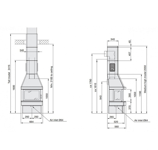 Модель средней высоты. заднее подключение к дымоходу._2 Модель средней высоты. заднее подключение к дымоходу._2