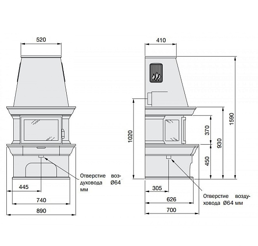 Низкая модель. заднее подключение к дымоходу._3 Низкая модель. заднее подключение к дымоходу._3